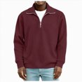 thumbnail image 1 of NOLDARES Men's Quarter Zip Pullover Long Sleeve Sweatshirt 1/4 Zip Golf Shirt Winter Fleece Lined Thermal Pullover,Wine,M, 1 of 4