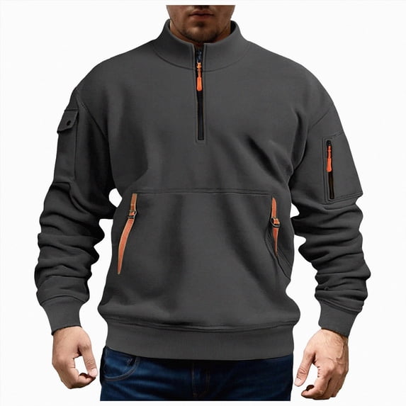 NOLDARES Men's Quarter Zip Up Lightweight Pullover Mock Neck Sweatshirts Long Sleeve Golf shirts Performance Athletic Casual,Dark Gray,XXL