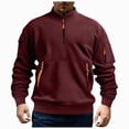 thumbnail image 1 of NOLDARES Men's Quarter Zip Up Lightweight Pullover Mock Neck Sweatshirts Long Sleeve Golf shirts Performance Athletic Casual,Wine,5XL, 1 of 8