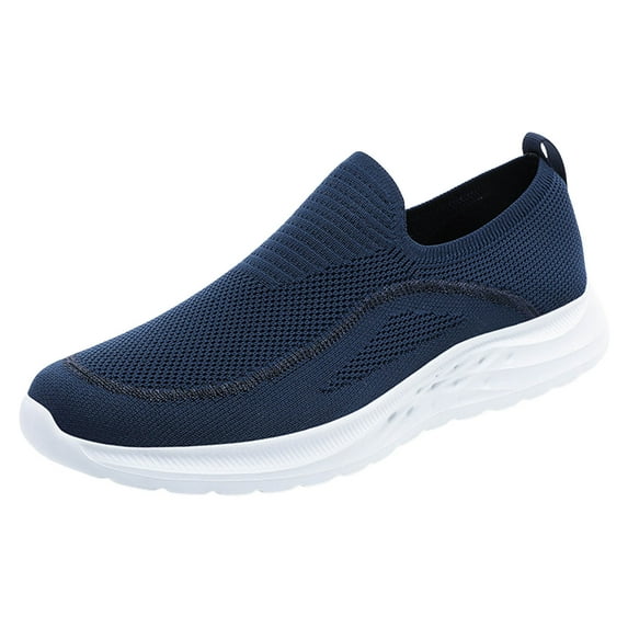NOLDARES Men's Running Knit Comfortable Lightweight Breathable Casual Sports Shoes Fashion Sneakers Slip-On Walking Shoes(Dark Blue,10)