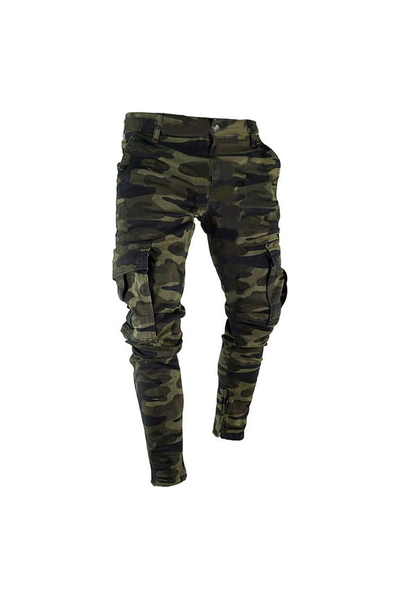Men's Skinny Slim Fit Stretch Straight Leg Fashion Jeans Pants(Camouflage,S)