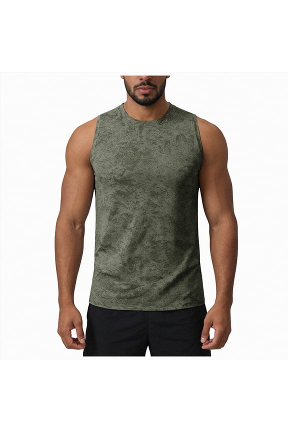 Men's Sleeveless Shirts Cotton Workout Tank Tops Casual Muscle Vintage T Shirt Summer Beach Tee Loose Fit(AG,L)
