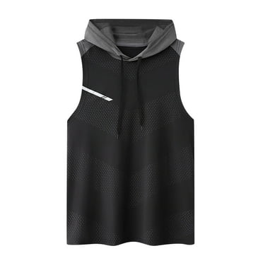NOLDARES Men's Sleeveless Tank Top with Hood Lightweight Quick Dry Workout Gym Athletic Muscle Shirts(Black,160.00)