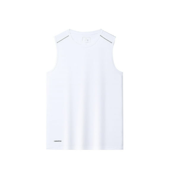 NOLDARES Men's Sleeveless Tank Tops Crewneck Solid Loose Fit Shirt(White,XXL)