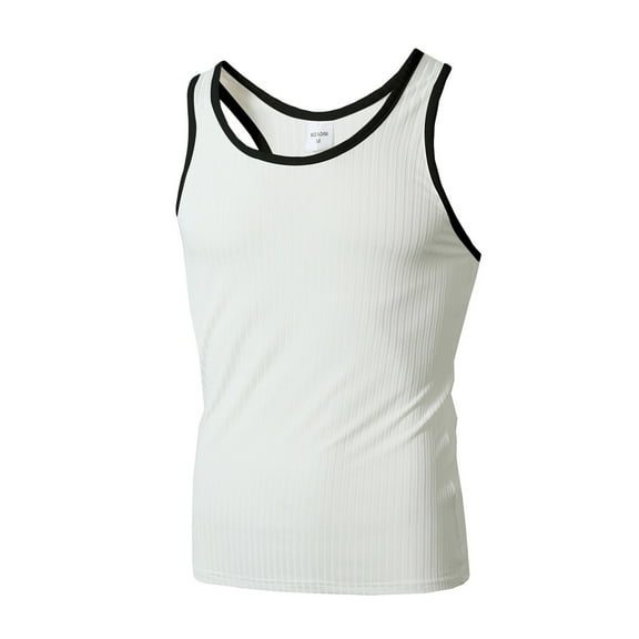 NOLDARES Men's Style Cotton Tank Tops Square Cut Muscle A-Shirts(White,M)