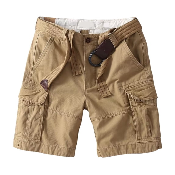 NOLDARES Men's Twill Shorts Cargo Shorts Stretch Loose Fit Hiking Outdoor Pants with Multi Pockets(Khaki,32)