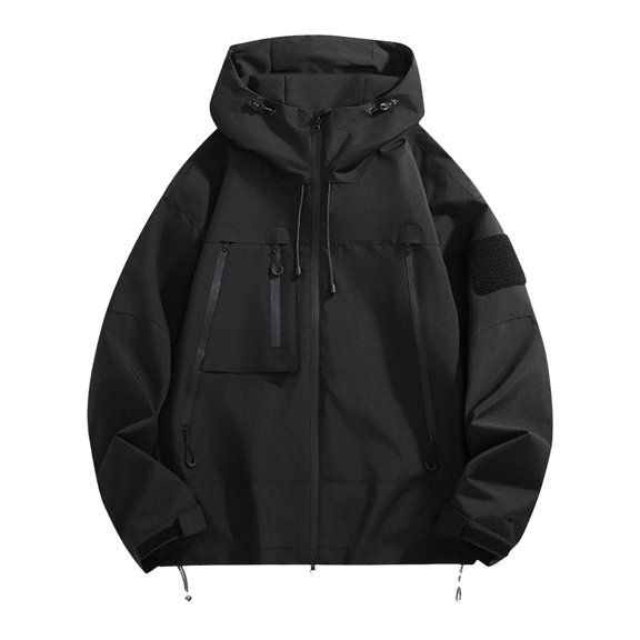 NOLDARES Men's Waterproof Jacket Autumn and Winter Warm Coat Windproof Mountain Raincoat Hooded Jackets for Mens(Black,M)