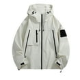 thumbnail image 1 of NOLDARES Men's Waterproof Jacket Warm Autumn And Winter Coat Windproof Jackets Stand Collar Hooded Coat(White,L), 1 of 5