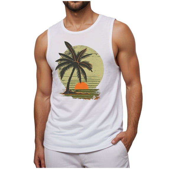 NOLDARES Men's Workout Baggy Tank Tops Sleeveless Muscle Tee for Bodybuilding Fitness Beach Activities(White,M)