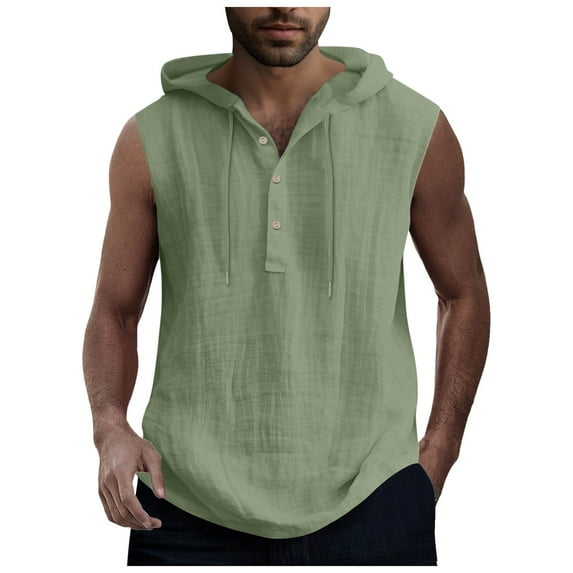 NOLDARES Men's Workout Hooded Tank Tops Sports Training Sleeveless Gym Hoodies Fitness Bodybuilding Cut Off Muscle Shirts(Green,XXL)