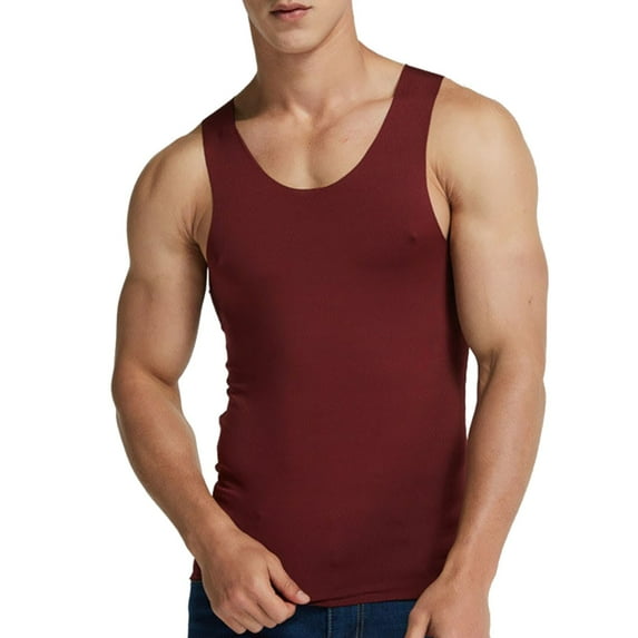 NOLDARES Men's Workout Tank Tops Sleeveless Gym Shirts Bodybuilding Fitness Muscle Tee Shirts(Red,XL)