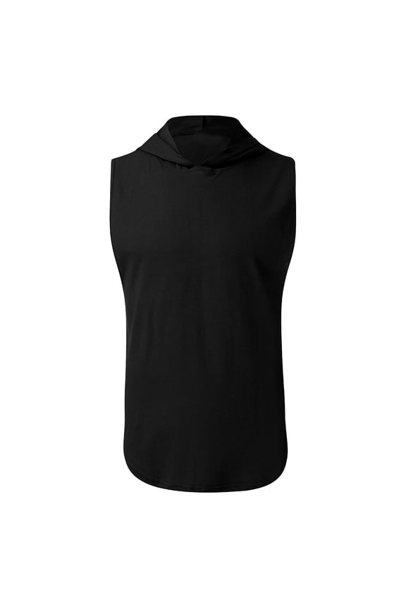 Mens Active Workout Hooded Tank Tops Sleeveless Quick Dry, Athletic Running Trainning Cut Off Muscle Gym Shirt(Black,M)