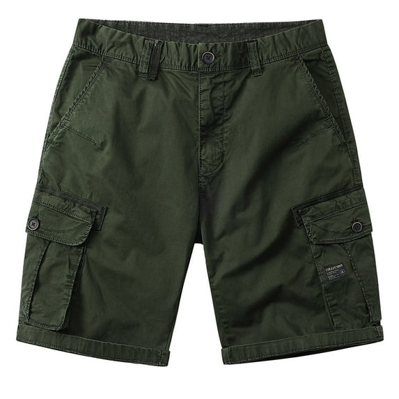 NOLDARES Mens Cargo Shorts Cotton Work Shorts Multi Pocket Casual Workout Shorts for Men(Green,38)