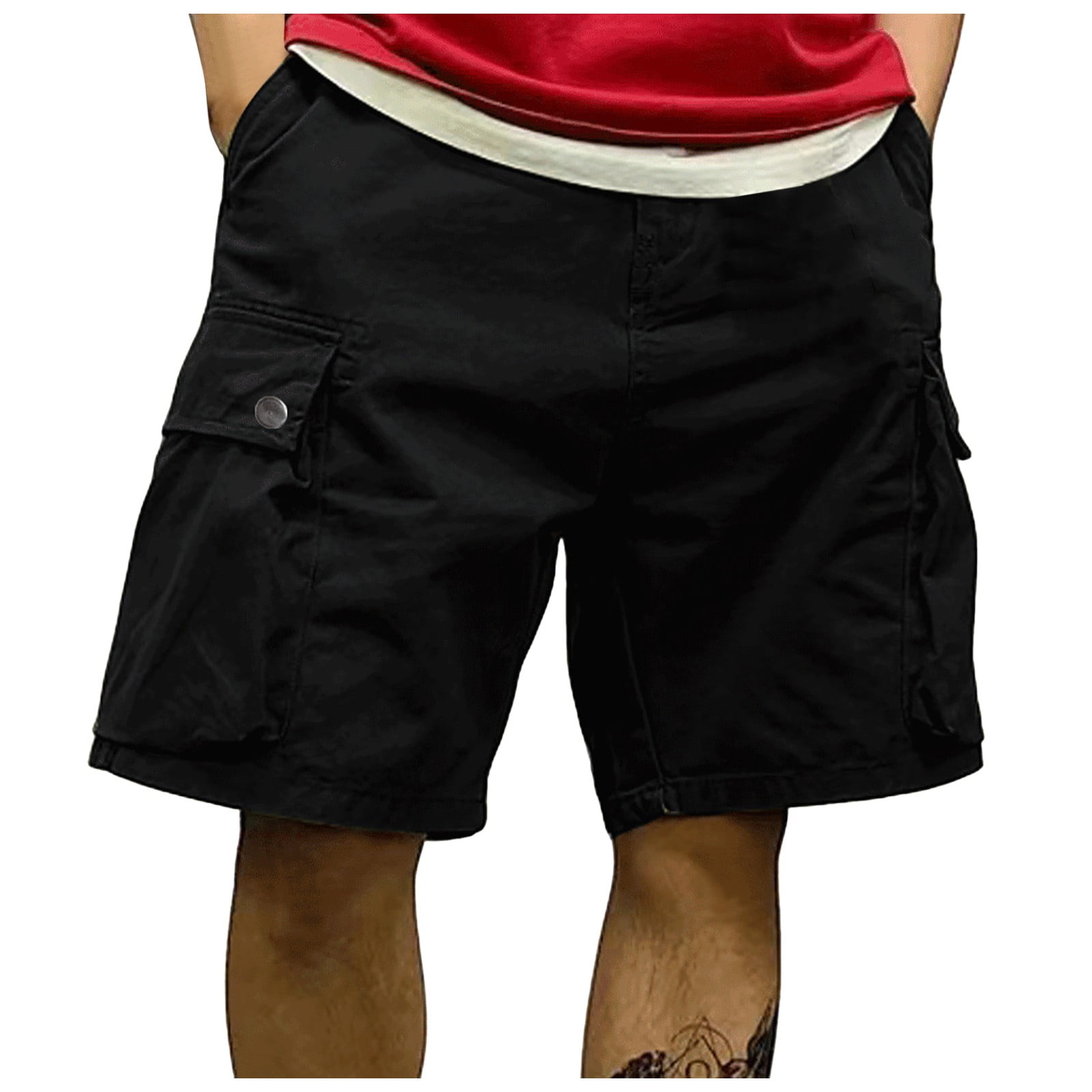 NOLDARES Mens Cargo Shorts Twill Cotton Multi Pocket Relaxed Fit Below ...