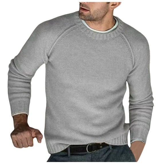 NOLDARES Mens Casual Pullover Crewneck Sweater Lightweight Long Sleeve Basic Pullovers Sweater(Grey,S)