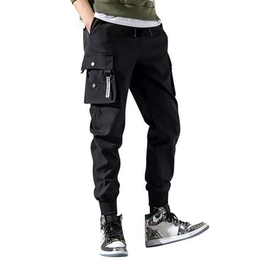 NOLDARES Mens Drawstring Cargo Pants Sweatpants Relaxed Fit Loose Joggers Cargo Pants with Pockets(Black,4XL)