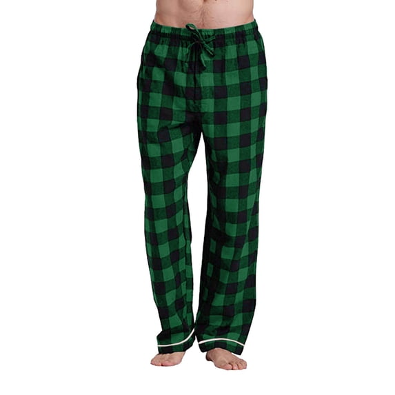 NOLDARES Mens Flannel Pajama Pants Plaid Cotton Soft Brushed Sleepwear Winter Warm Lounge Sleep PJ Bottoms with Pockets(Green,4XL)