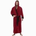 thumbnail image 1 of NOLDARES Mens Fleece Plush Robe with Hood Soft Fluffy Full Length Long with Pockets House Coat(Red,XL), 1 of 5