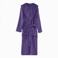 thumbnail image 1 of NOLDARES Mens Hooded Bathrobe Pure Cotton Terry Cloth Long Robe for Men Super Absorbent Quick Drying Spa Robe(Purple,One Size), 1 of 5