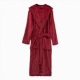 thumbnail image 1 of NOLDARES Mens Hooded Bathrobe Pure Cotton Terry Cloth Long Robe for Men Super Absorbent Quick Drying Spa Robe(Wine,One Size), 1 of 5