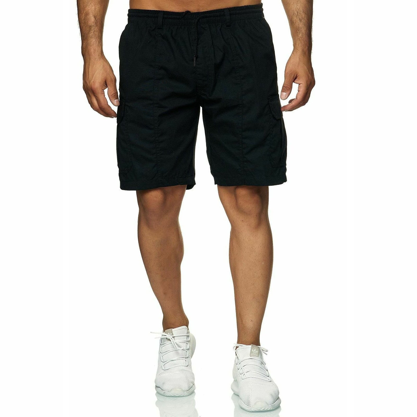 Shorts With Drawstring NOLDARES Mens Lightweight Cotton Loose Full Elastic Waist Twill Cargo ...