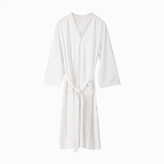 NOLDARES Mens Lightweight Robe Cotton Blend Kimono Bathrobe with Pockets, Soft Breathable Absorbent Loungewear for Home(White,XL)