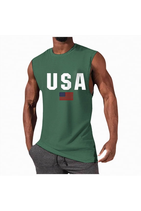 Mens Lightweight Sleeveless Tank Tops Gym Muscle Shirts for Outdoor Training Casual Daily(Green,L)