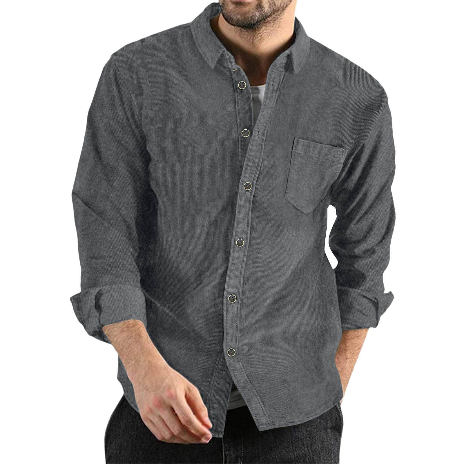 grey dress up shirt Men's Everyday Button-Down Shirt in Light Grey