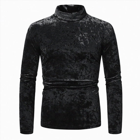 NOLDARES Mens Mock Turtleneck Long Sleeve Basic Pullover Ribbed Thermal T Shirts Lightweight,Slim Fit(W142-Black)