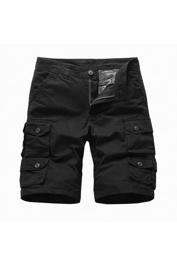 Mens Outdoor Casual Expandable Waist Lightweight Fishing Hiking Beach Shorts(Black,34)