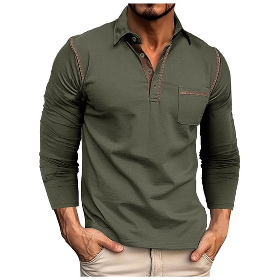 NOLDARES Mens Polo Shirts Long Sleeve Pullover Casual Slim Fit Solid Knit Sweater Classic Golf Shirt(Green,XL)