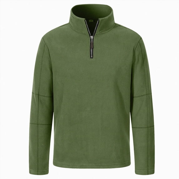 NOLDARES Mens Quarter Zip Pullover Long Sleeve Mock Neck Sweatshirts Lightweight Polo Shirt Relaxed Fit,Green,L