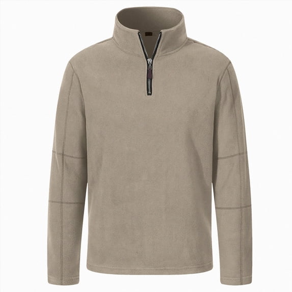 NOLDARES Mens Quarter Zip Pullover Long Sleeve Mock Neck Sweatshirts Lightweight Polo Shirt Relaxed Fit,Khaki,S