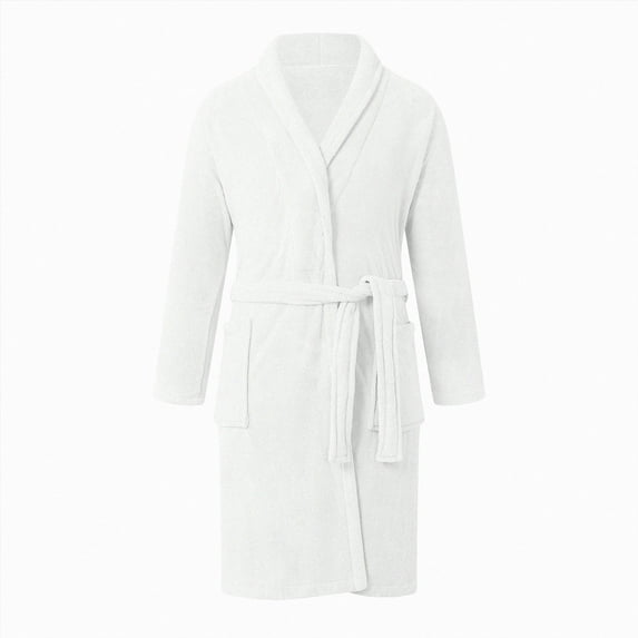 NOLDARES Mens Robe Cotton Bathrobe Soft Terry Cloth Towel Bath Robe for Men(White,One Size)