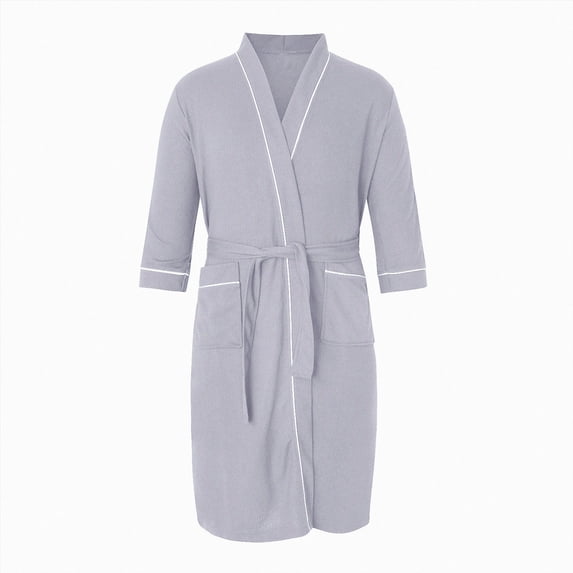NOLDARES Mens Robe Cotton Terry Cloth Bathrobe Soft Towel Bath Robe(Grey,M)