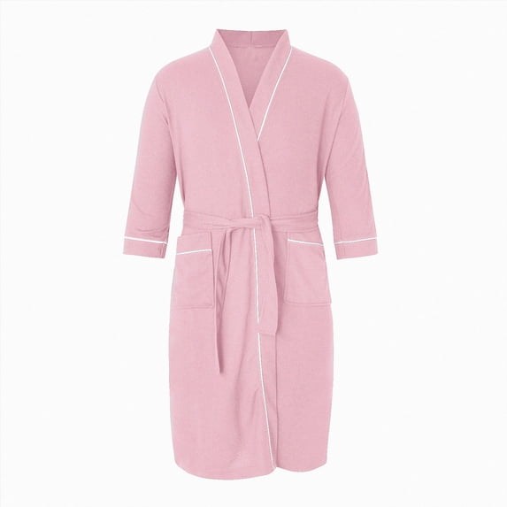 NOLDARES Mens Robe Cotton Terry Cloth Bathrobe Soft Towel Bath Robe(Pink,XXL)