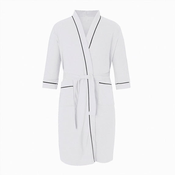NOLDARES Mens Robe Cotton Terry Cloth Bathrobe Soft Towel Bath Robe(White,L)