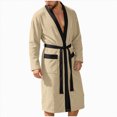 thumbnail image 1 of NOLDARES Mens Robe Cotton Terry Cloth Shower Bathrobe Spa Towel Bath Robes for Men(Khaki,XXL), 1 of 8