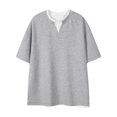 thumbnail image 1 of NOLDARES Mens Short Sleeve T-Shirts V neck Casual Tee Summer Beach Hawaiian Vintage Shirts(Grey,M), 1 of 4