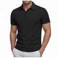 thumbnail image 1 of NOLDARES Mens Slim Fit Ribbed Polo Shirt Textured Knit Summer Golf Vacation Shirt(Black,M), 1 of 9