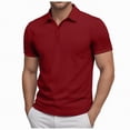 thumbnail image 1 of NOLDARES Mens Slim Fit Ribbed Polo Shirt Textured Knit Summer Golf Vacation Shirt(Brick Red,L), 1 of 9
