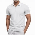 thumbnail image 1 of NOLDARES Mens Slim Fit Ribbed Polo Shirt Textured Knit Summer Golf Vacation Shirt(White,2XL), 1 of 9