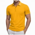 thumbnail image 1 of NOLDARES Mens Slim Fit Ribbed Polo Shirt Textured Knit Summer Golf Vacation Shirt(Yellow,M), 1 of 9