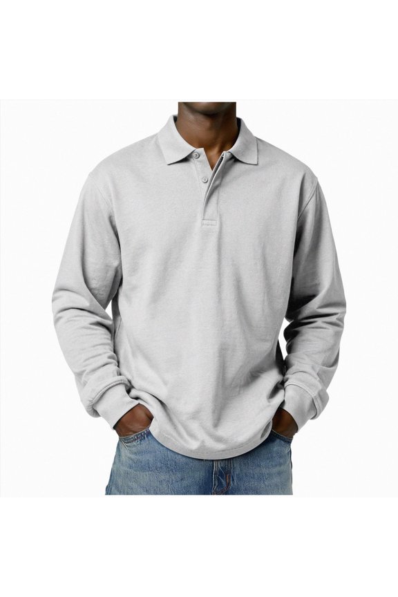 Mens Striped Polo Sweatshirt Long Sleeve Rugby T-Shirt Fashion Fall Color Block Pullover Tops Collared Preppy Shirt(White,M)