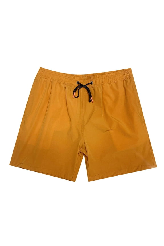 Mens Swim Trunks Quick Dry Swim Shorts with Mesh Lining Beach Shorts with Pockets Funny Swimwear Bathing Suits(Yellow,XXL)