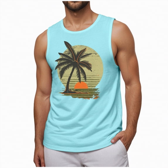 NOLDARES Mens Workout Tank Tops Cotton Loose Fit Soft Gym Muscle Shirt Sleeveless Classic T Shirts Summer Beach(Mint Green,M)