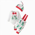 thumbnail image 1 of NOLDARES My First Christmas Outfit Baby Boy Girl Bodysuit Clothes Romper with Bow Tie+Suspender Pants+Santa Hat 3pcs Sets,0-3 M, 1 of 8