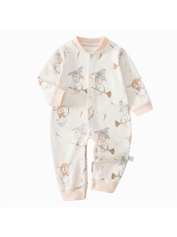 Newborn Baby Boy Girl Cute Pattern Outfit Embroidery Romper Long Sleeve Bodysuit Jumpsuit,A2006-Light Pink