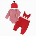 thumbnail image 1 of NOLDARES Newborn Baby Girl Bell Bottom Outfit Ruffle Romper Cute Bow Flare Pants Set Headband Cute Fall Winter Clothes(Red,0-3 M), 1 of 8