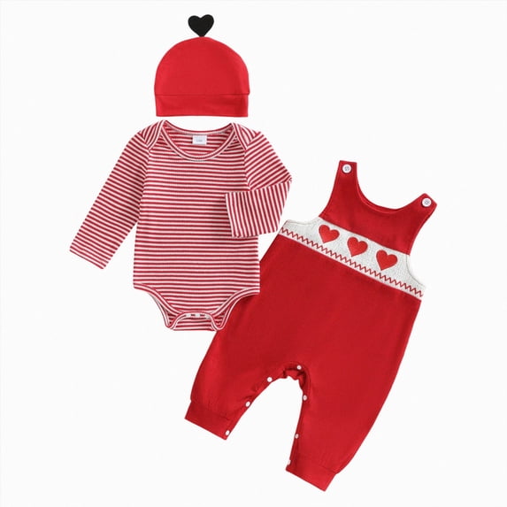 NOLDARES Newborn Baby Girl Bell Bottom Outfit Ruffle Romper Cute Bow Flare Pants Set Headband Cute Fall Winter Clothes(Red,0-3 M)